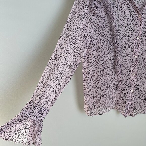 Zadig & Voltaire Lavender Purple Ditsy Floral Tweet Goa Semi Sheer Blouse - Picture 6 of 9